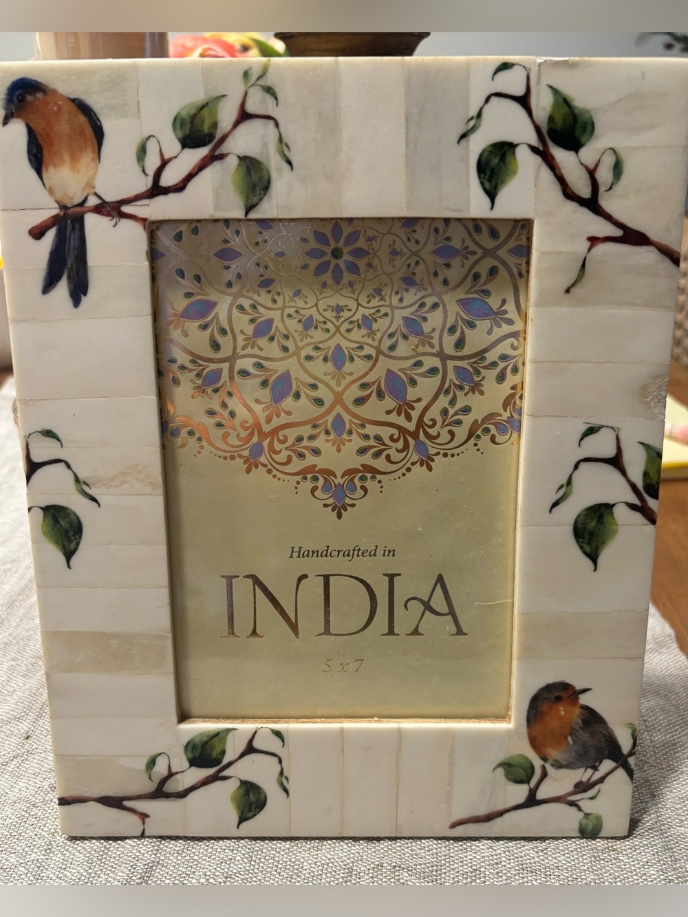 Handcrafted India Bird & Branch Photo Frame - 5 x 7